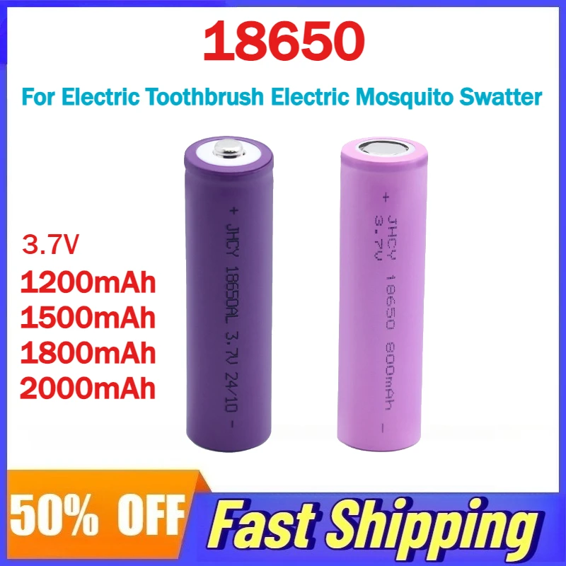 

10pcs 18650 3.7V 1200/1500/1800/2000mAh Rechargeable Lithium Battery for Electric Toothbrush Electric Mosquito Swatter Batteries