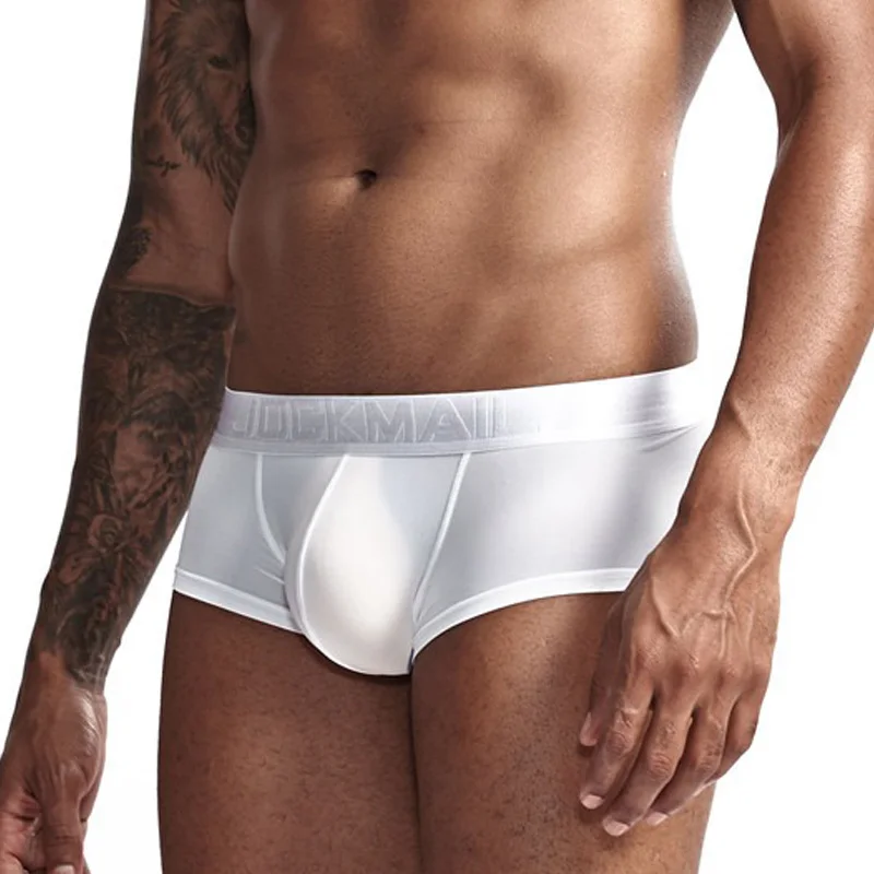 Jockmail Boxers Man Ice Silk No Trace Sexy Low Waist Mens Panties Translucent Calzoncillos Hombre Fashion Lingerie Clothing