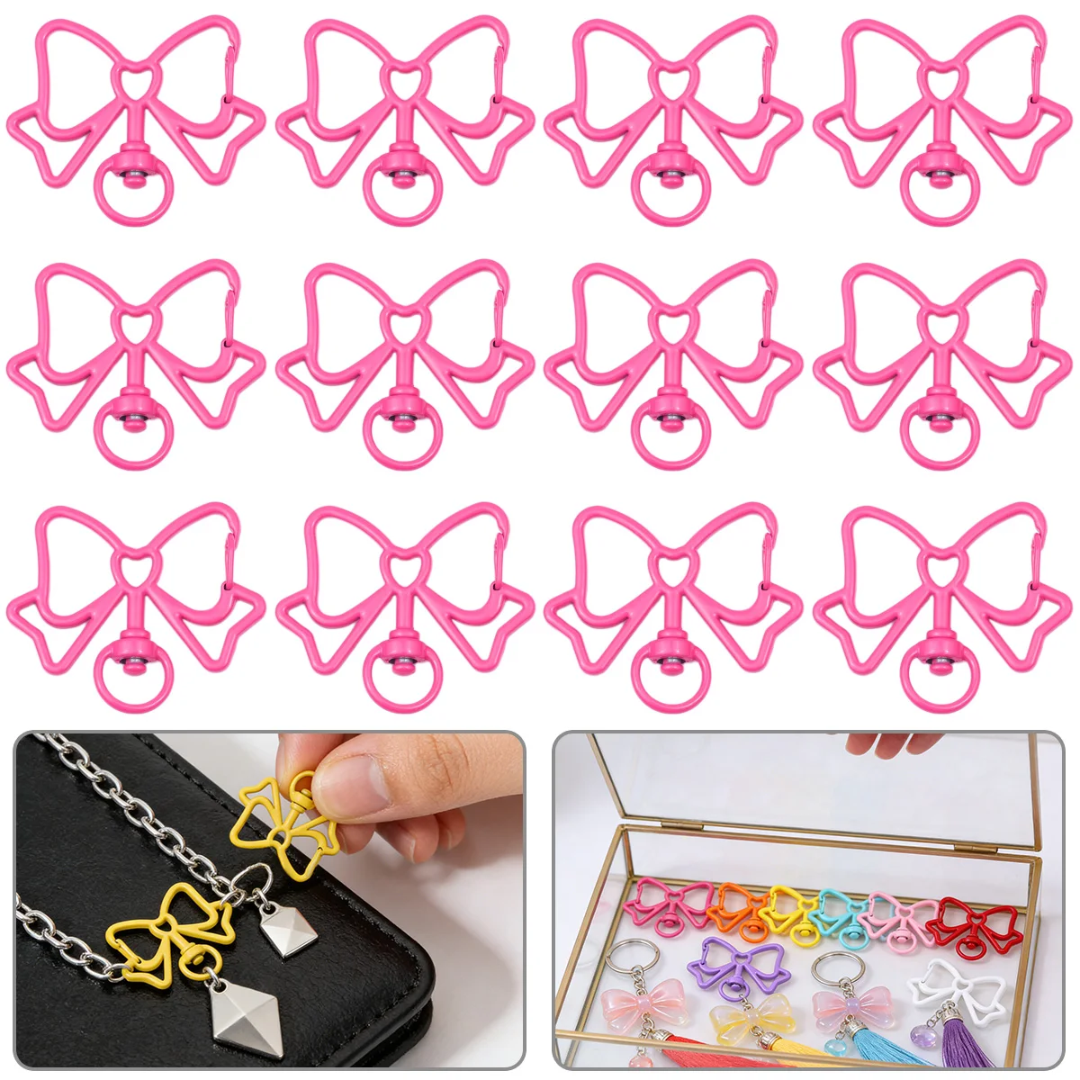 

5/10/20pcs 30X40mm Bowknot Shape Rrose Red Spring Lobster Clasps Metal Mix Keychain Clasp Hook for DIY Keyring Pendant Jewelry