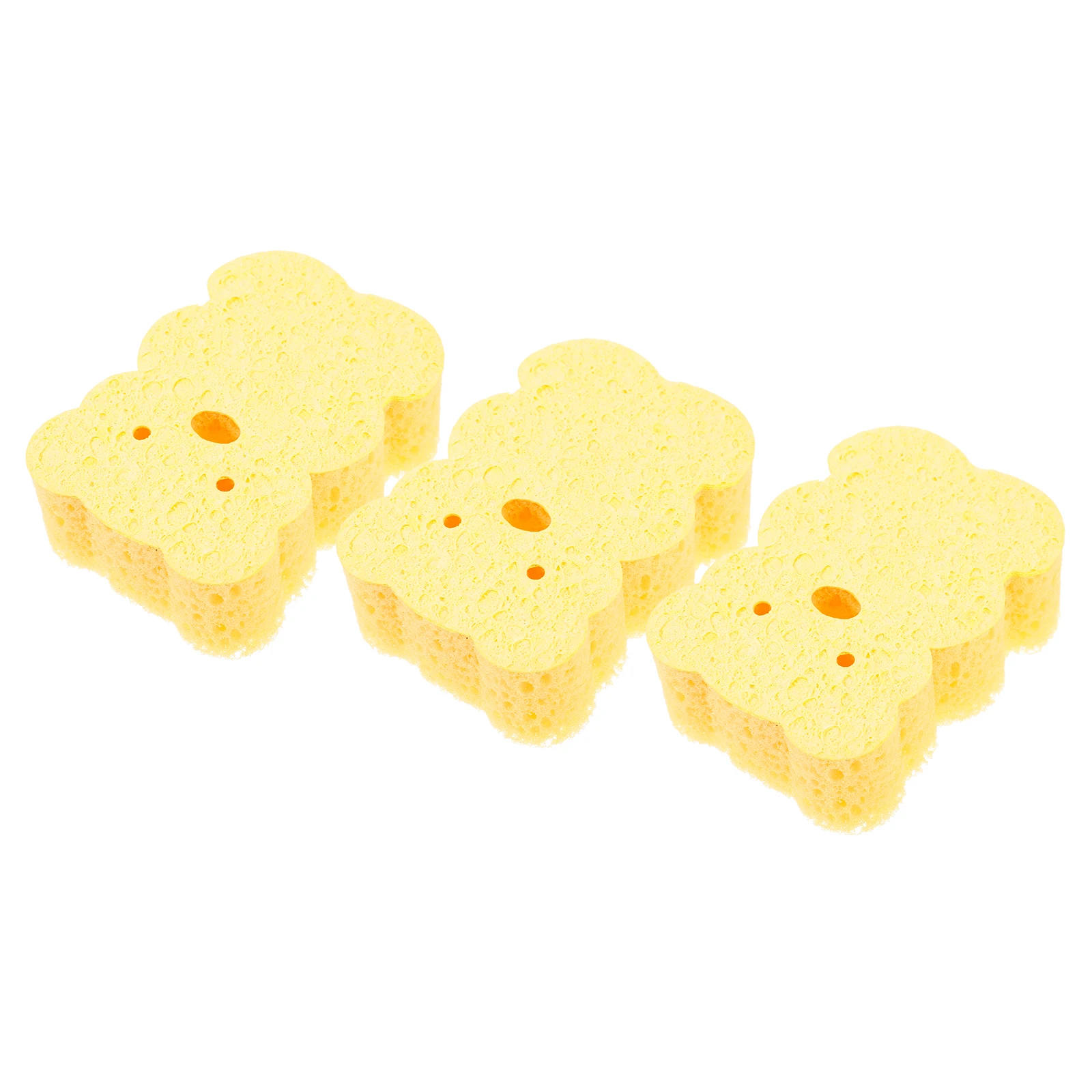 

3 Pcs Kitchen Cleaning Sponges Wood Pulp Cotton Thickened Cartoon Bear Reusable Scrub Dishwashing Table Wiping Home Use