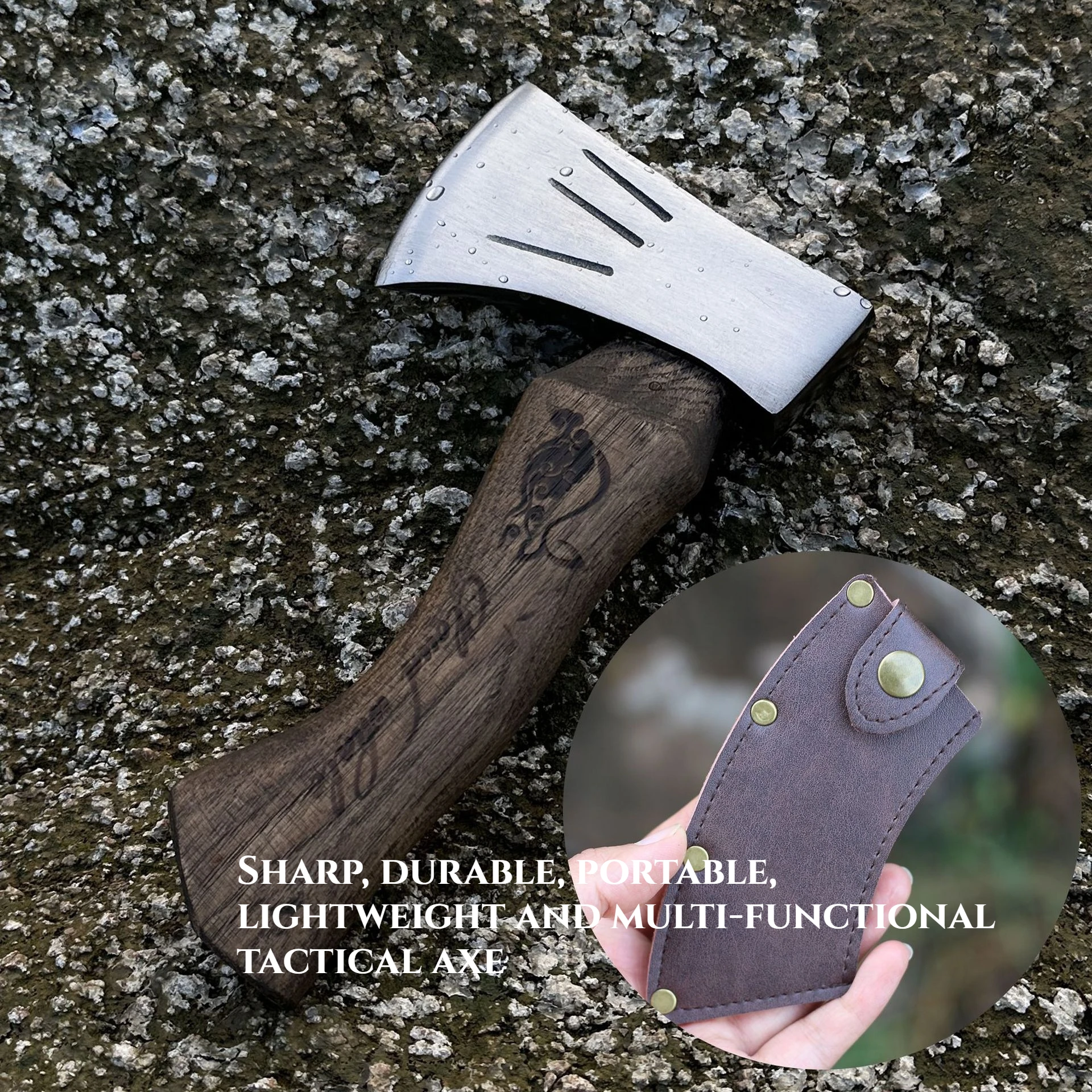 

2026 New Outdoor Camping Axe Made Walnut Wood Durable Portable Must-have Tool for Hiking Chopping Trees Splitting Firewood