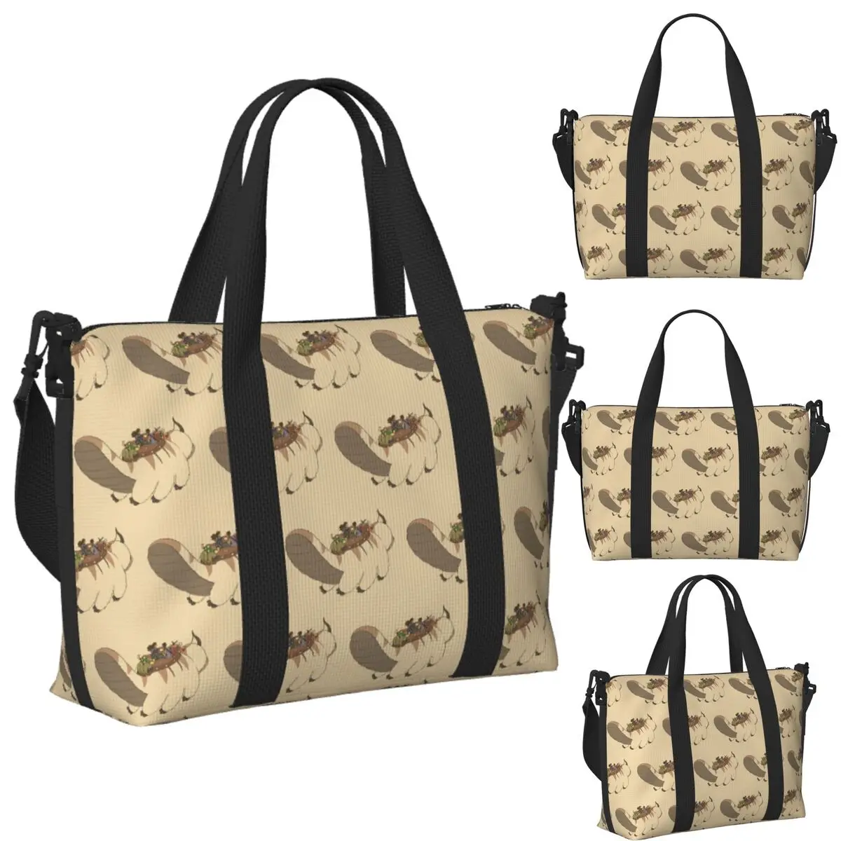 

Custom Appa Avatar The Last Airbender Beach Travel Bag Large Capacity Tote Bags for Gym Sport Women Shopping Duffle Shoulder Bag