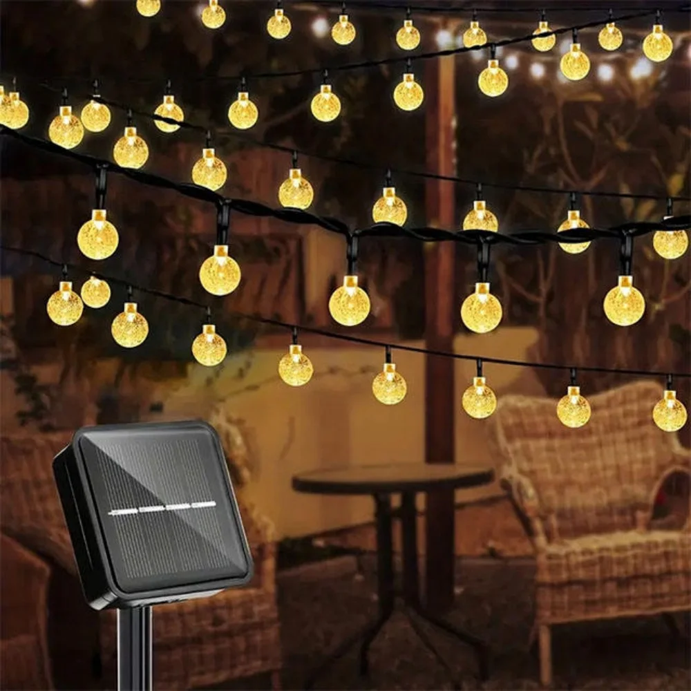 10M 50 LED Crystal Ball Solar String Lights Outdoor Fairy Garden Decor Christmas Power LED Lamp Garlands for Home Decor