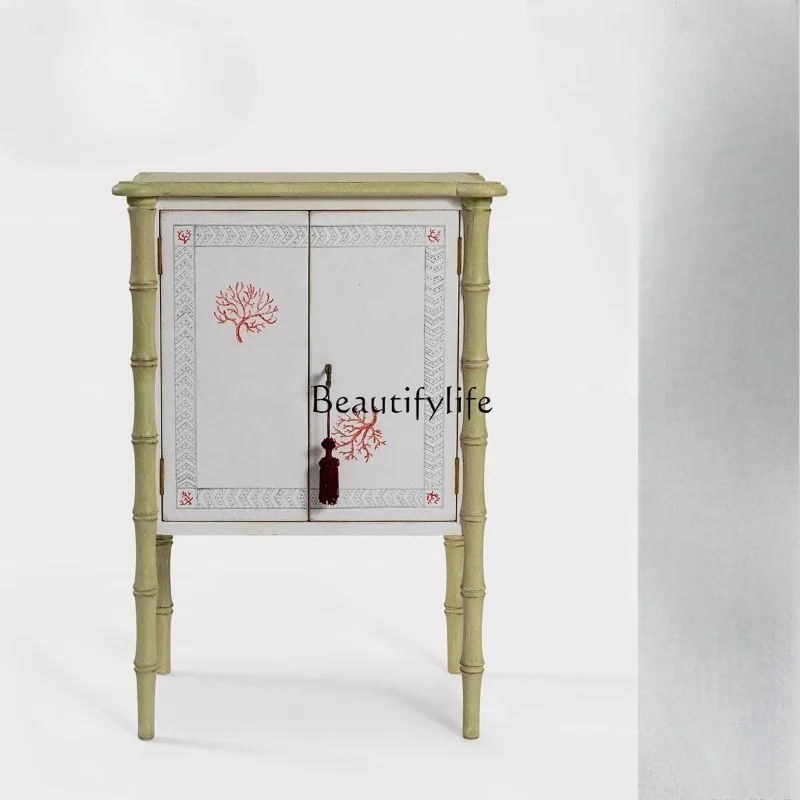 

ls 18French style Chinese wind bed head locker retro storage bedroom storage cabinet