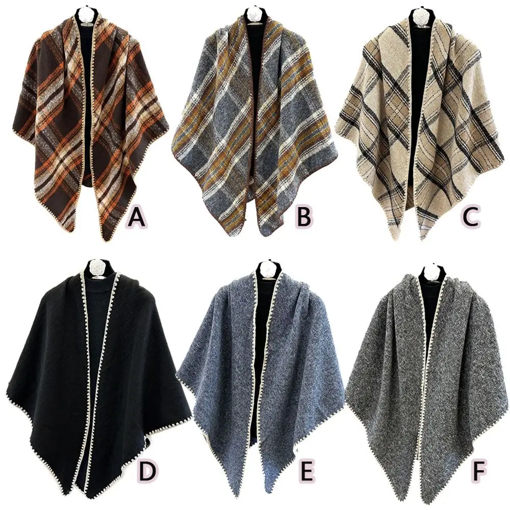 بلون مثلث المعطف كيب منقوشة الرقبة أدفأ سترة التفاف شال الباشمينا الشالات بطانية ربيع الخريف الرؤوس في الهواء الطلق