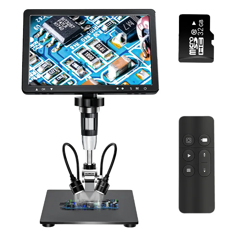 10.1'' HDMI Digital Microscope 2000X Coin Microscope with 10 LEDs 20MP Soldering Microscope for Electronics,PCB, Repair