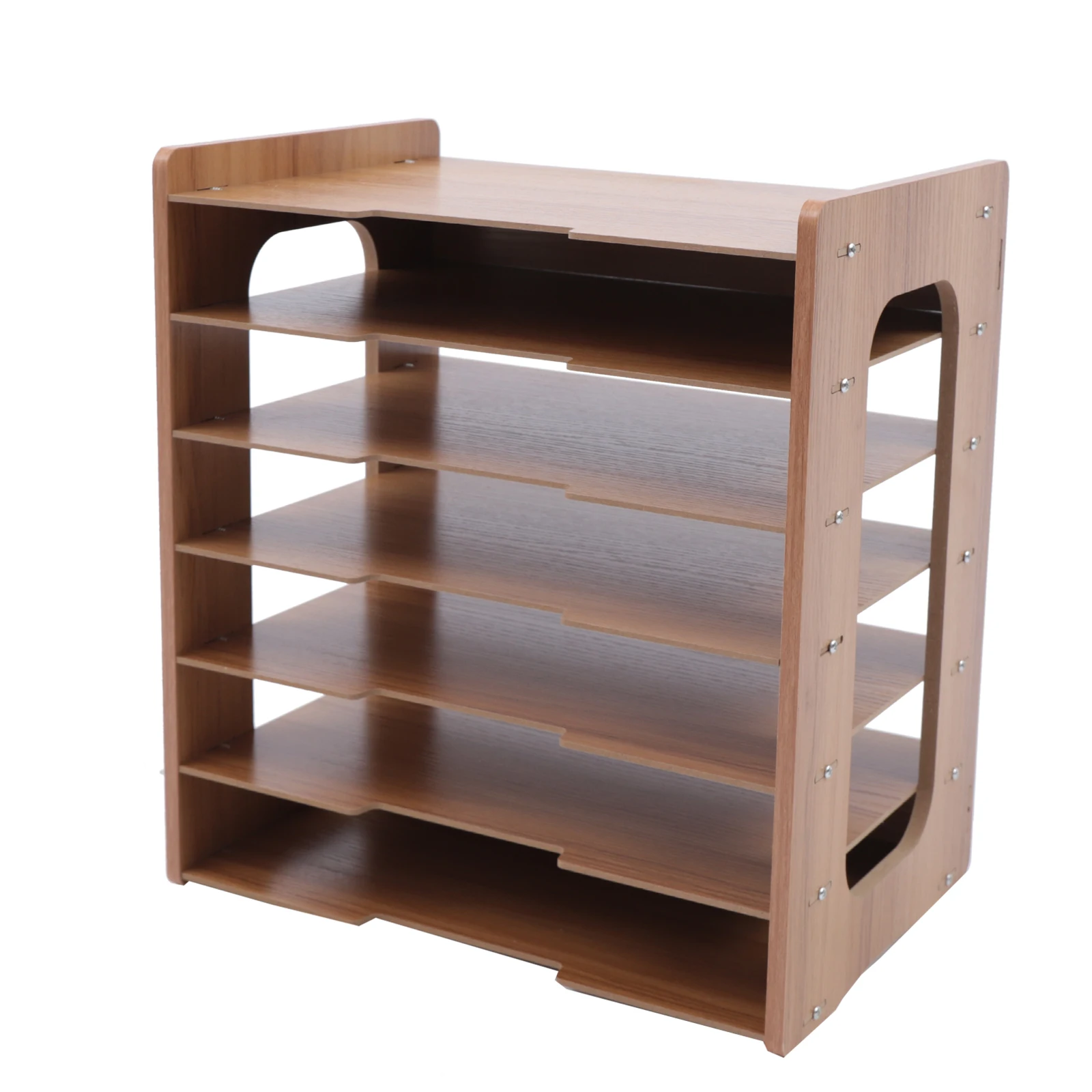 7-tier Widen Wood Paper Desktop Organizer File Holder Document Book Magazine Storage Shelf Rack for Home Office School Classroom