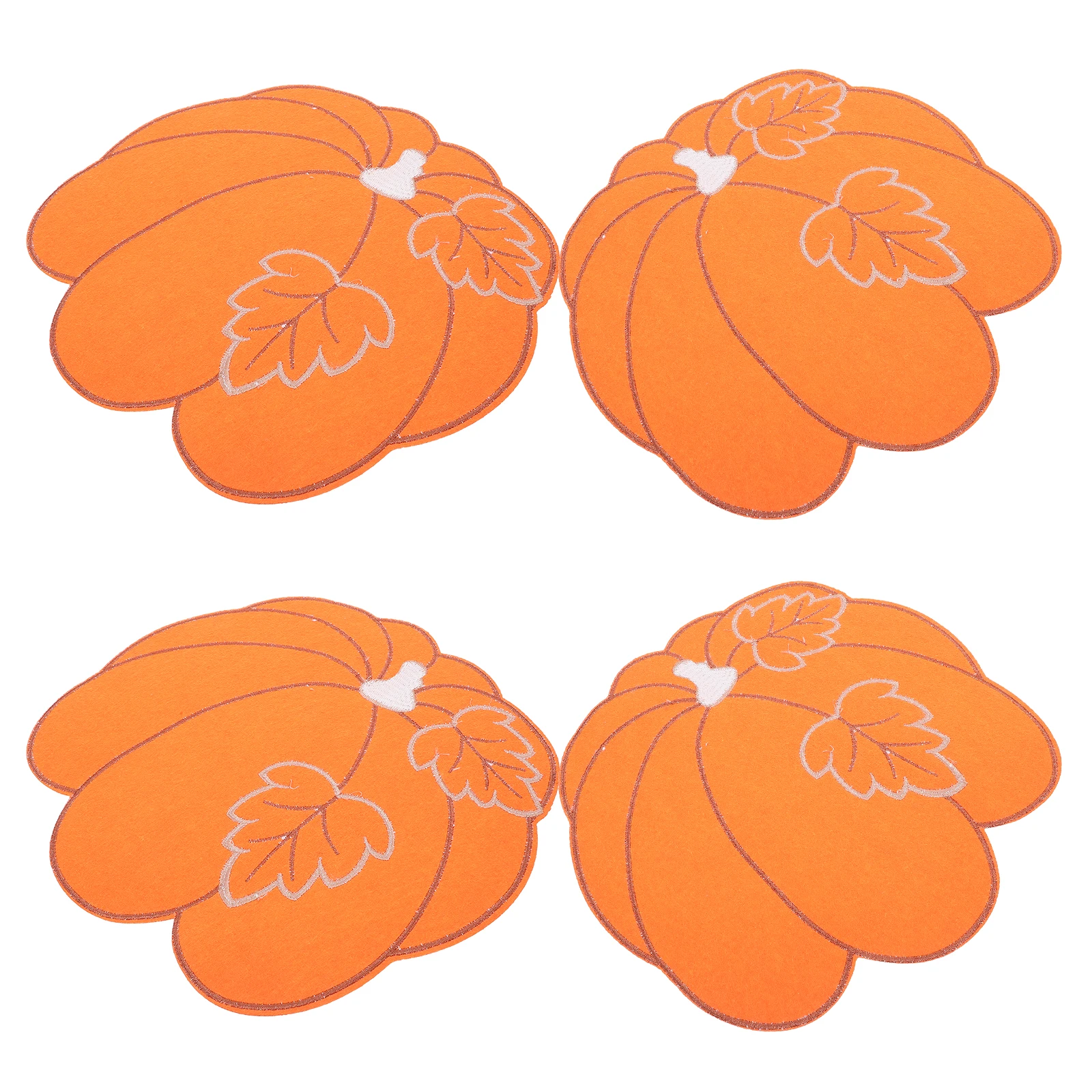 

4 Pcs Pumpkin Placemats 30x30cm Insulated Place Mat Non Skid Reusable Halloween Tableware Mat Thanksgiving Day Coasters