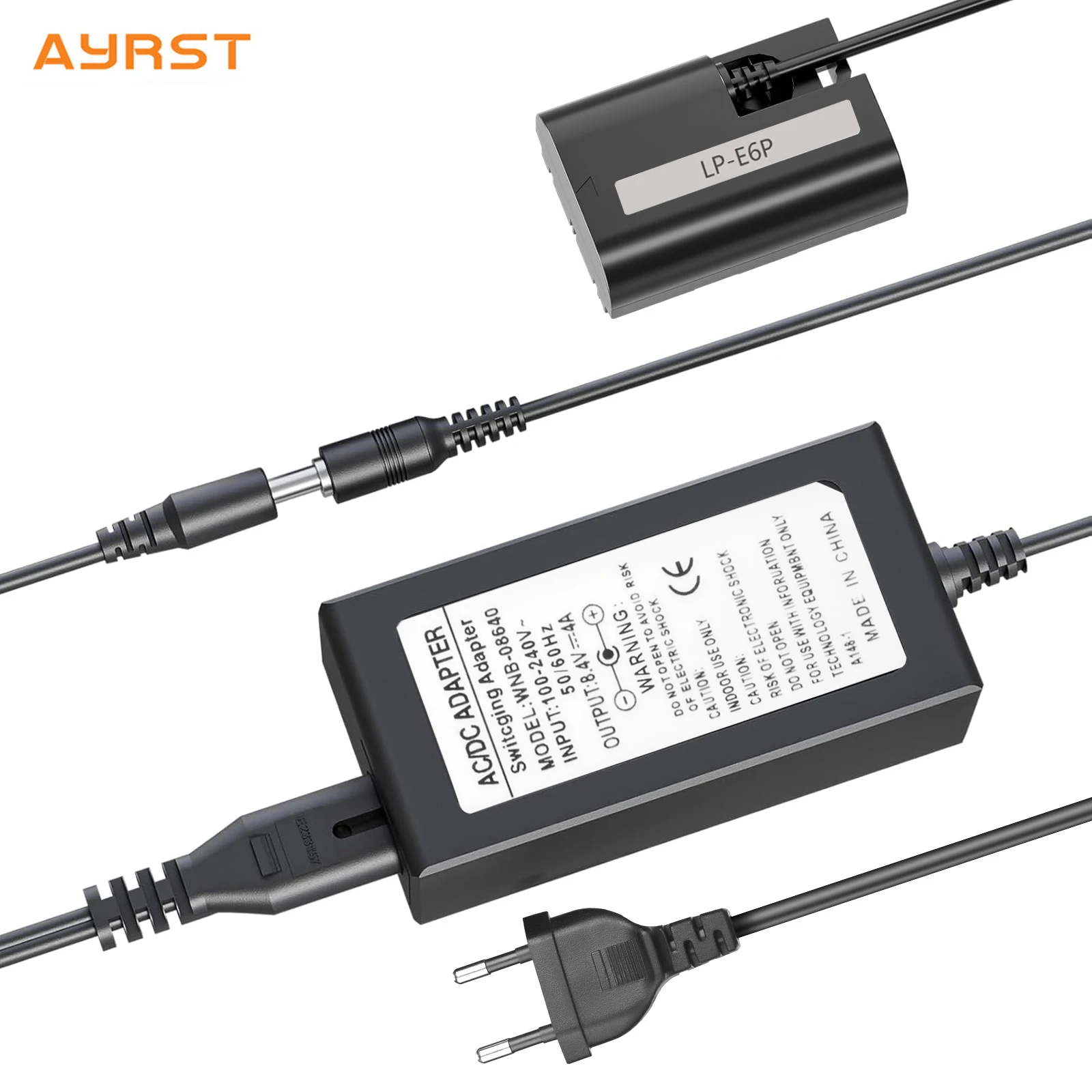DR-E6P DC Coupler LP-E6P Dummy Battery for Canon EOS R5 Mark II,R5,R6,R7,R,EOS 5DS R,6D,7D,80D,90D,5D Mark II Mark III
