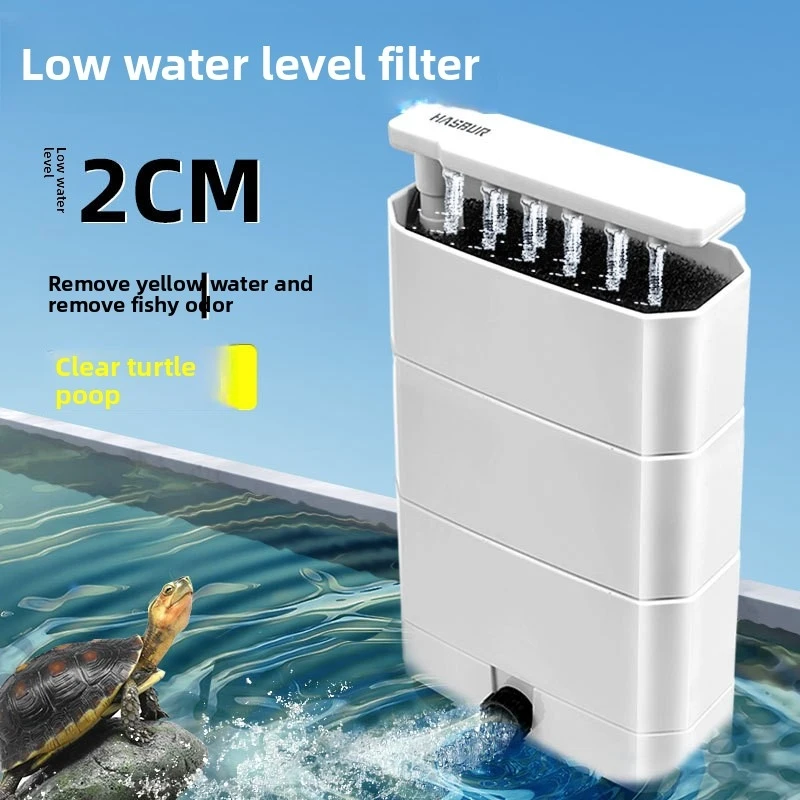 

Low Water Level Turtle Tank Filter, 3-in-1 Waste Suction & Water Purification Drip Flow Filter