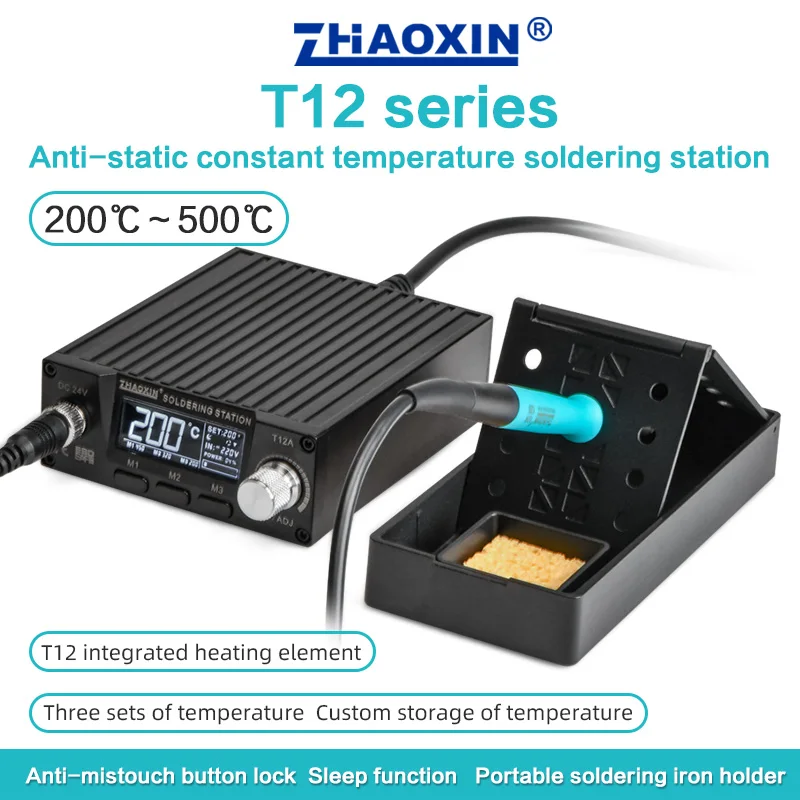 ZHAOXIN T12 Soldering Station 74W Quick Heating LCD Digital Display Electric Welding Iron Temperature Adjustable With Tip