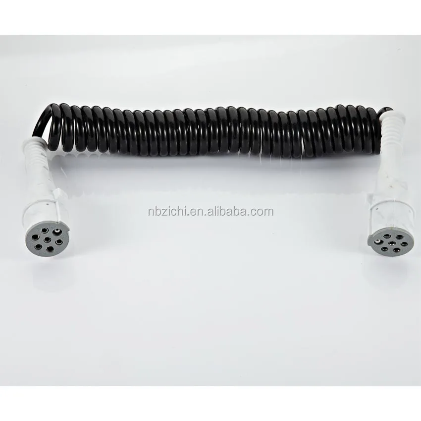 Heavt-duty Euro 24v 7 Pin to 7 Pin  Plug Adapter Trailer  Plug Spiral Cable Extension Cable 7-Pin
