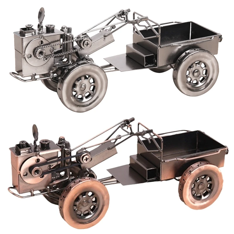 

Трактор из кованого железа, модель автомобиля в стиле ретро, украшение для автомобиля, фотография на трактор, настольное украшение, винтажный трактор