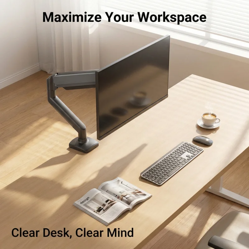 Single Monitor Mount Stand Up to 32 Inch 19.8lbs Universal VESA Desk Bracket Height Adjustable Computer Screen Holder