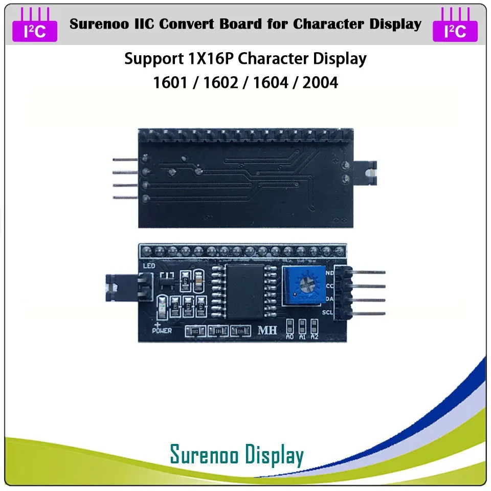 Surenoo-Carte de conversion série IIC I2C TWI, pour écran LCD Rick pour Ardu37, 0802 1601 1602 2002 4002 1604