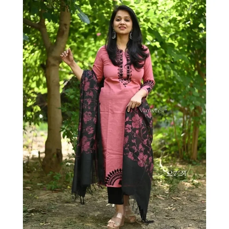 

Heavy Embroidery Work Kurti Pant with Dupatta Set Diwali Wear Kurta Palazzo Suit