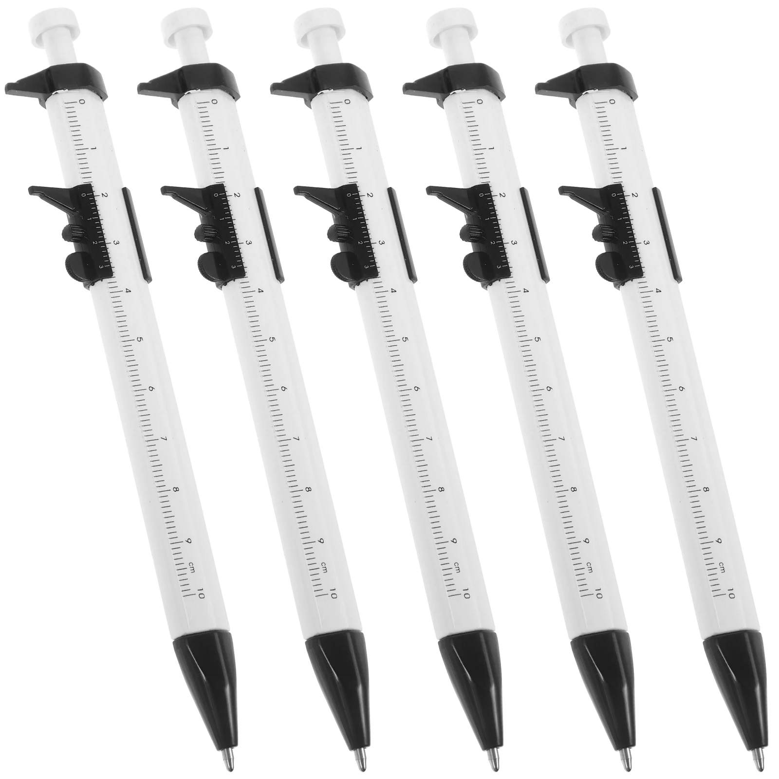 

5pcs Caliper Ballpoint Pens 10cm Ruler 0 100mm Measuring Writing Engineering Tools Student Gifts Portable Vernier Pen Blue Ink