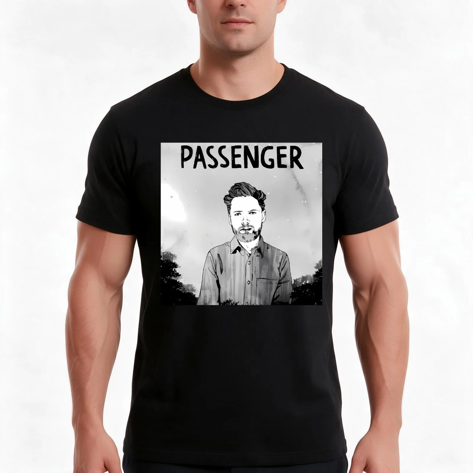PASSENGER T-Shirt, Summer Casual Cotton Tee, Oversized Streetwear Tops, Vintage Graphic Print, Loose Fit Short Sleeve