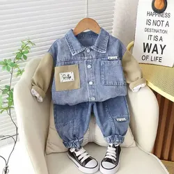 Autumn and Spring Boys' Clothing Set New Children and Baby Bear Jeans Coat Denim Pants 2 Piece Set 2 3 6 8 T