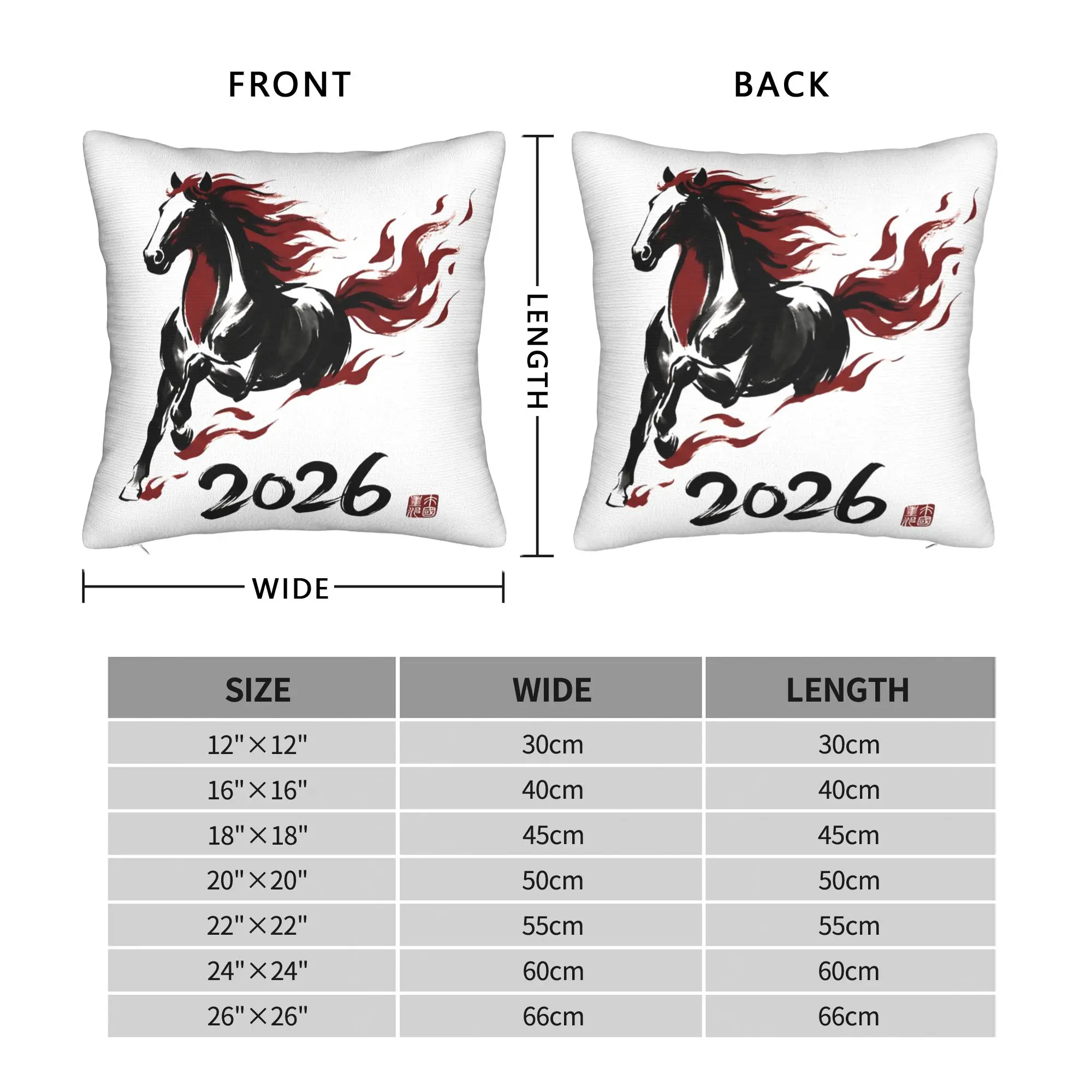 2026 Year of the Fire Horse Pillow Case  Comfy Pillow Cover Fashion Cushion Cover For Living Room Sofa