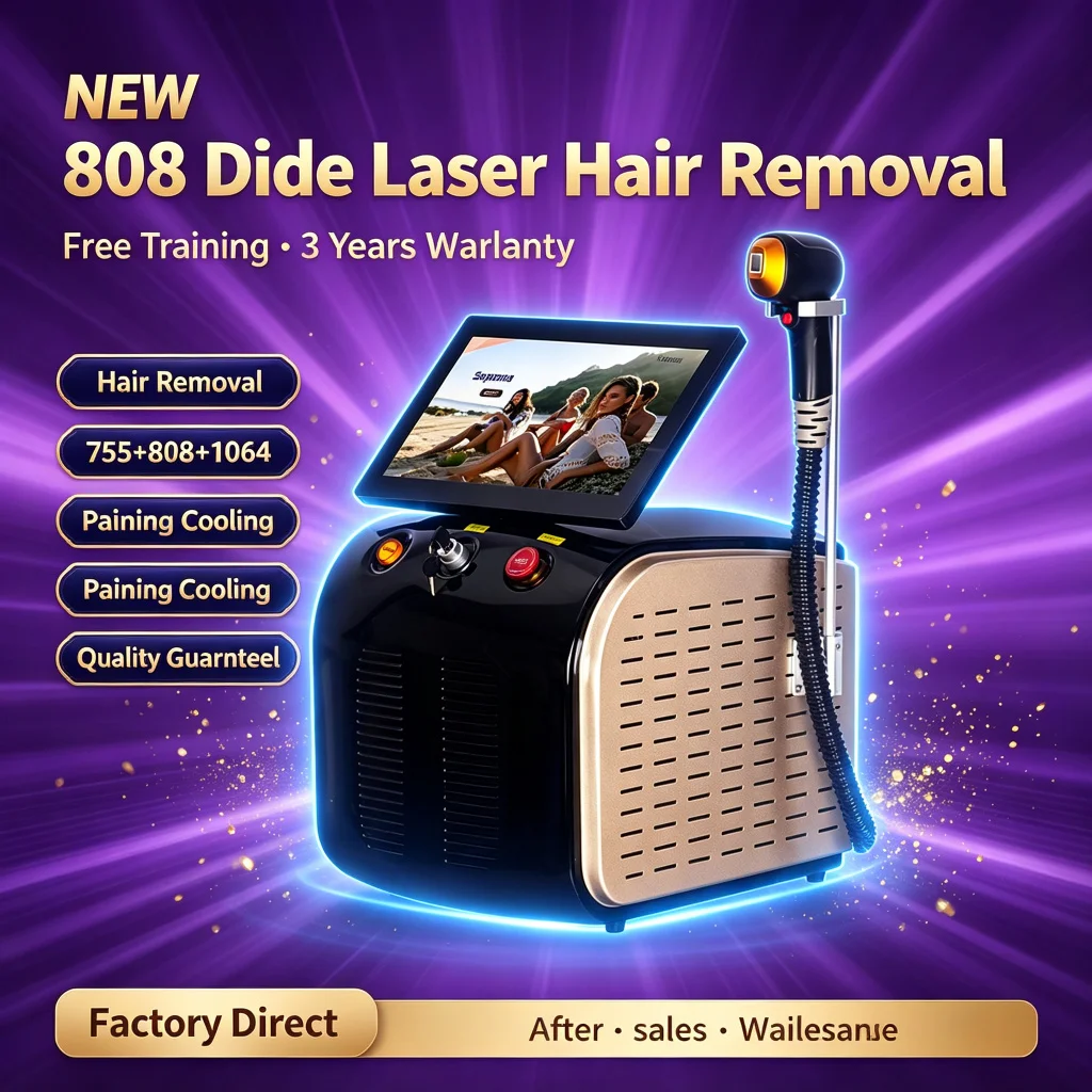 808nm Diode Laser Hair Removal Machine Home Use Painless Permanent Body Facial Hair Remover Device