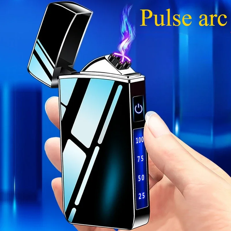 

Outdoor waterproof touch-sensitive high-end double-arc USB rechargeable lighter customized delivery lighter smoking tools.