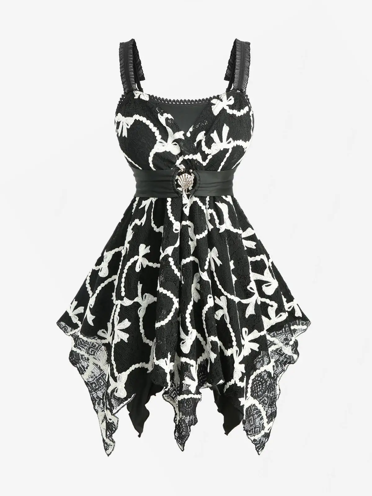 

ROSEGAL Plus Size Asymmetrical Tank Top Jacquard Tie Dye Patchwork Ruched Textured Handkerchief Vest Women's Summer Straps Tops