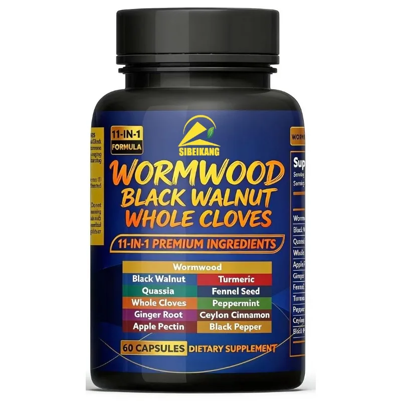 Wormwood capsules contain black walnut shells -11 natural herbal complexes for daily health, 60 capsules