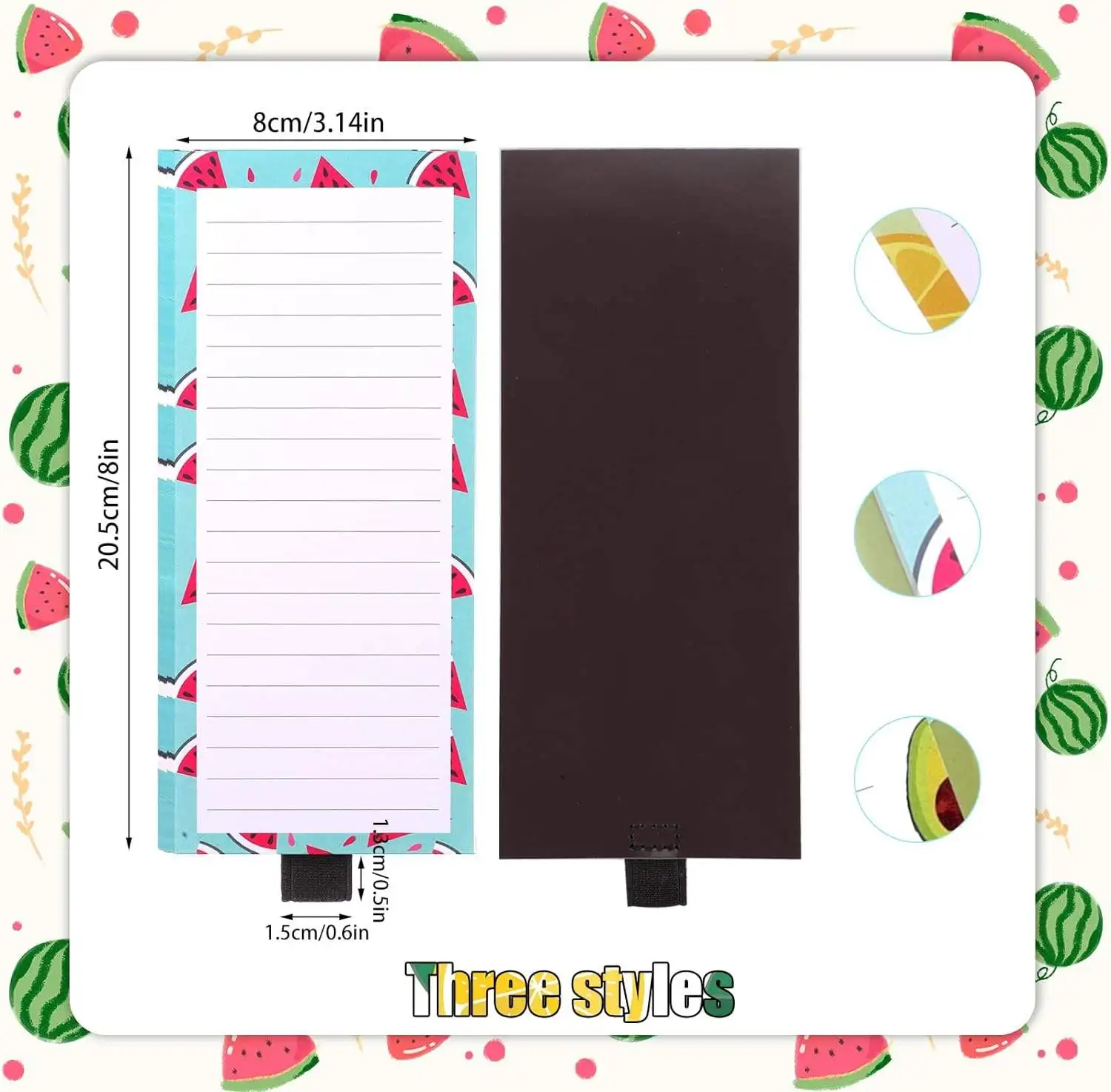 3 unids/set Bloc de notas magnético personalizable Bloc de notas divertido y funcional para compras de comestibles imán para nevera toma de notas