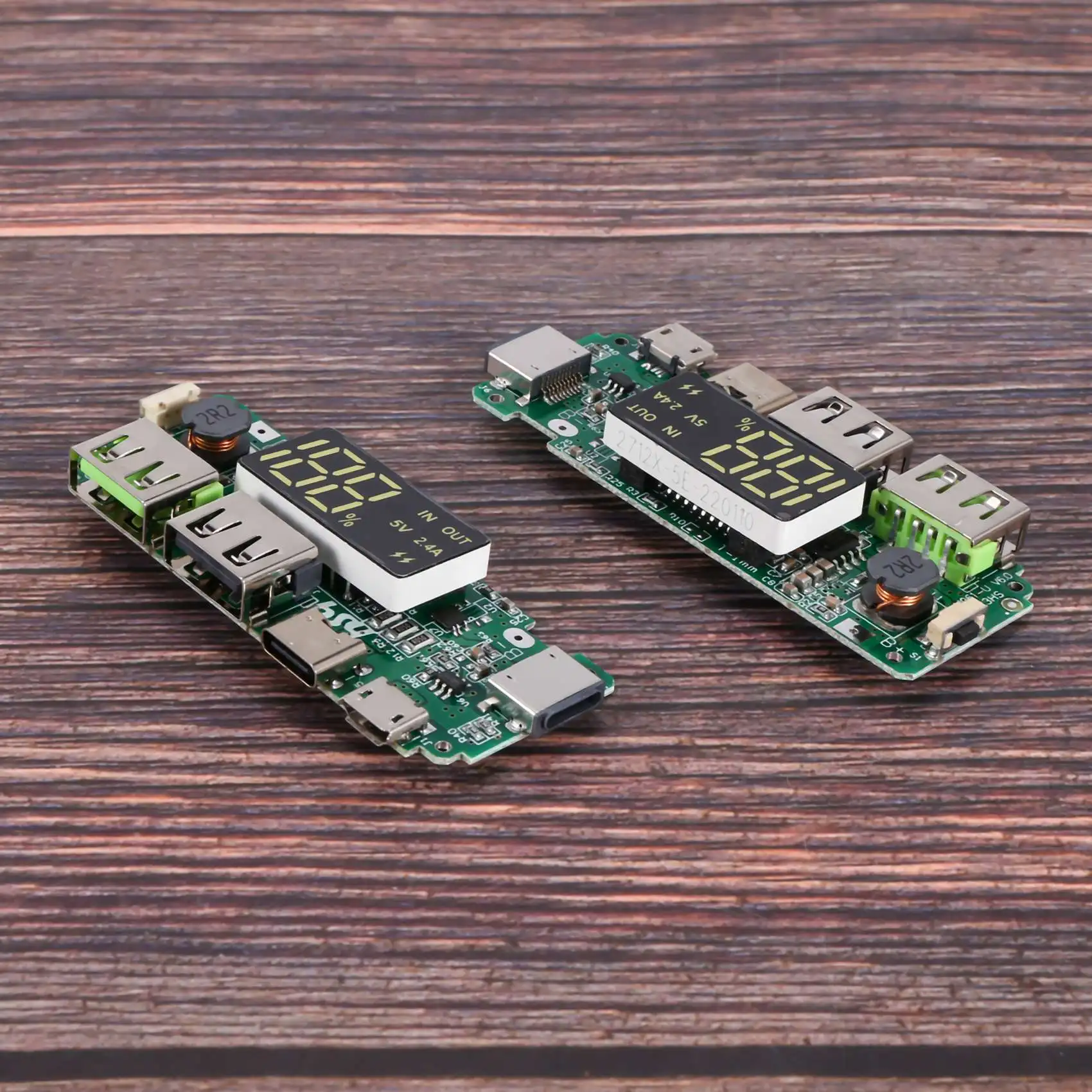 LED Dual USB 5V 2.4A Micro/Type-C USB Mobile Power Bank 18650 Charging Module Lithium Battery Charger Board 2Pcs