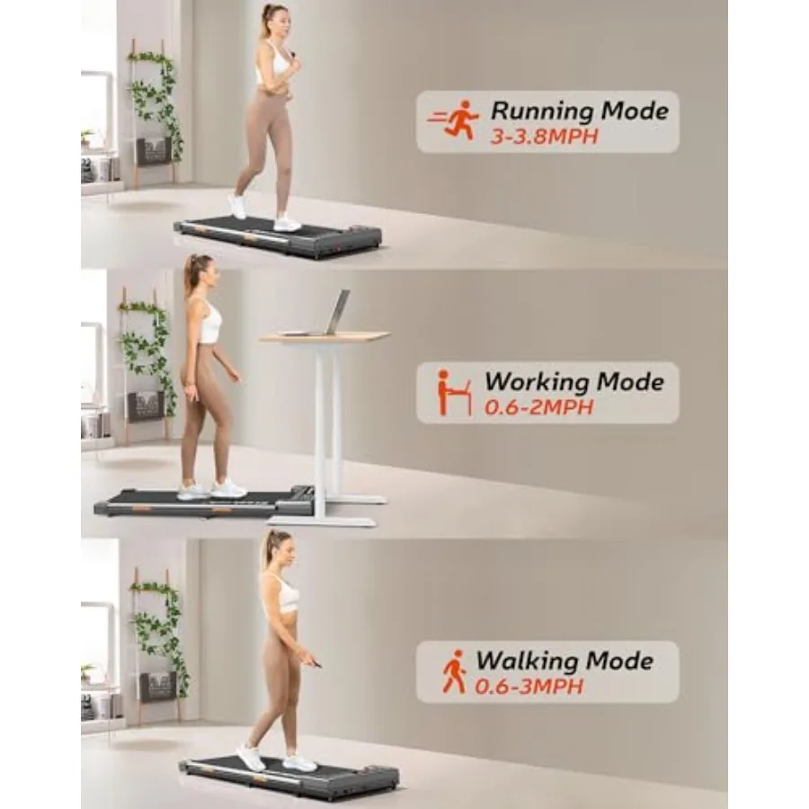 جهاز سير محمول تحت المكتب للاستخدام المنزلي والمكتبي مع جهاز تحكم عن بعد 2.5 حصان للمشي والركض والجري يتميز بإضاءة LED D