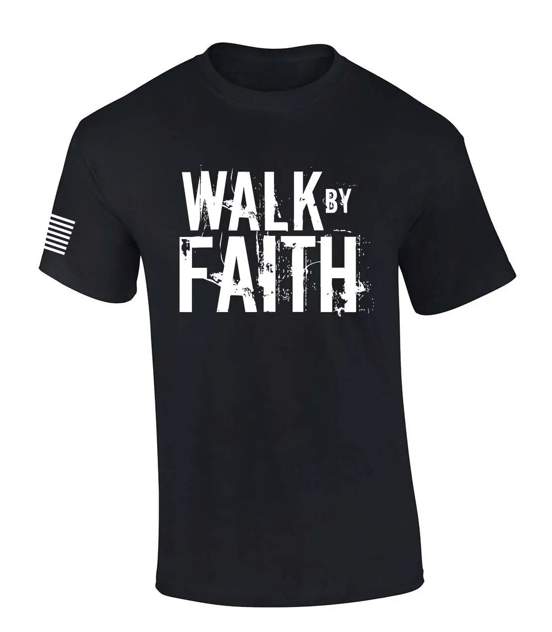 Mens Christian T Shirt Distressed Walk By Faith Not Sight Scripture American