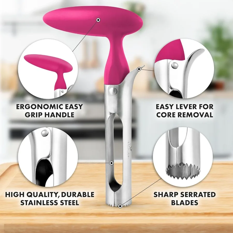 Premium appelboorgereedschap met ultrascherpe roestvrijstalen gekartelde messen voor efficiënt en gemakkelijk uitboren Ideaal voor het bakken van appels