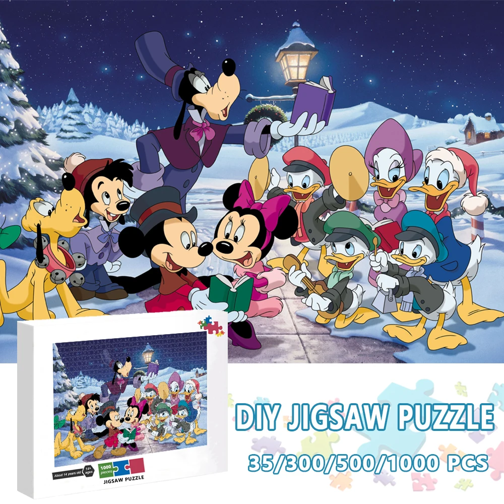 

Disney Jigsaw Puzzles Mickey Mouse 300/500/1000 Pieces Donald Duck Puzzles Toys for Adults Kids Games Educational Toys