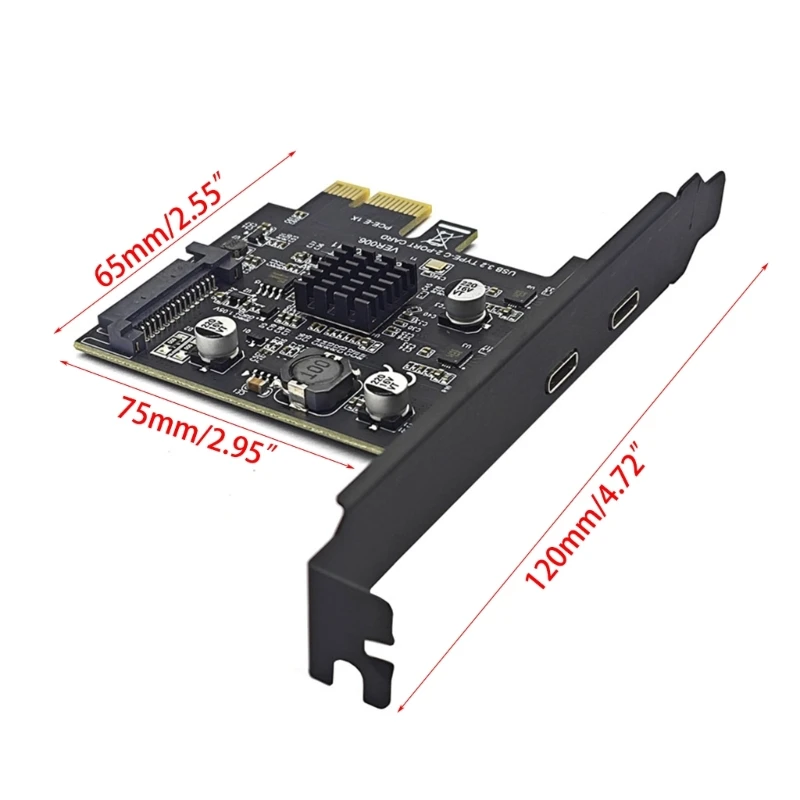 Placas PCIE 1X USB 3.2 Gen2 TYPE Adaptadores PCIe Type Placas expansão 10 Gbps