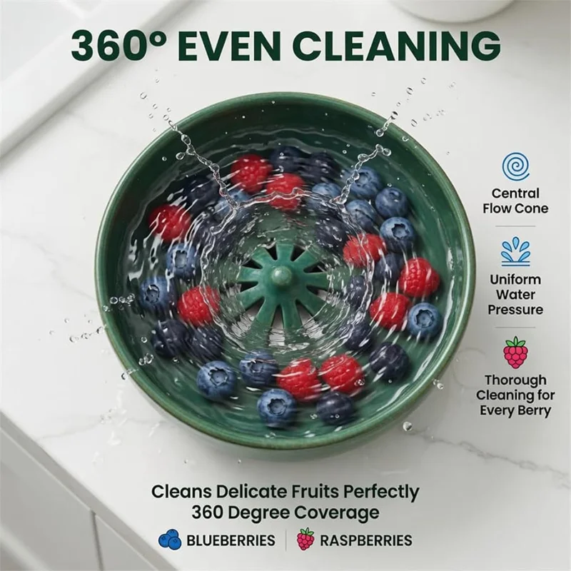 3D Berry Washing Bowl, Fruit & Vegetable Colander Strainer, Drainable Kitchen Bowl for Blueberries, Strawberries, Grapes - view 2