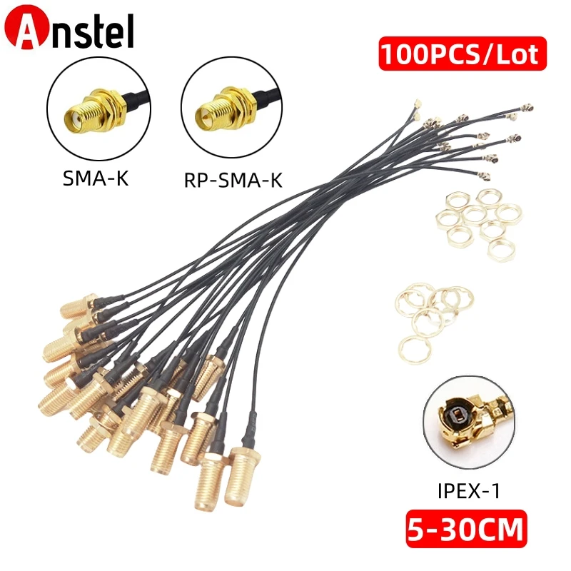 100PCS Wholesale SMA 1.13 Connector RP SMA Female to uFL u.FL IPX IPEX UFL RG1.13 Antenna RF Cable Assembly RP-SMA 5-30cm