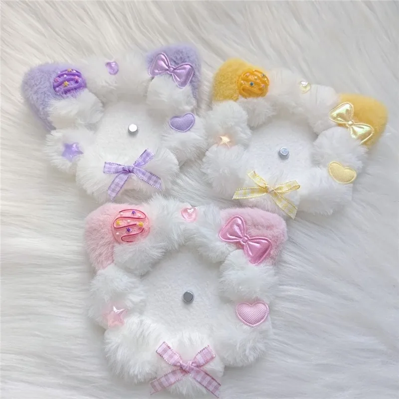 

1 Piece Cartoon Furry Badge Pin Holder Cute Kitten Ear Bow Heart Anime Badge Displaying Holder Kawaii 5.8cm Pin Badge Cover Case