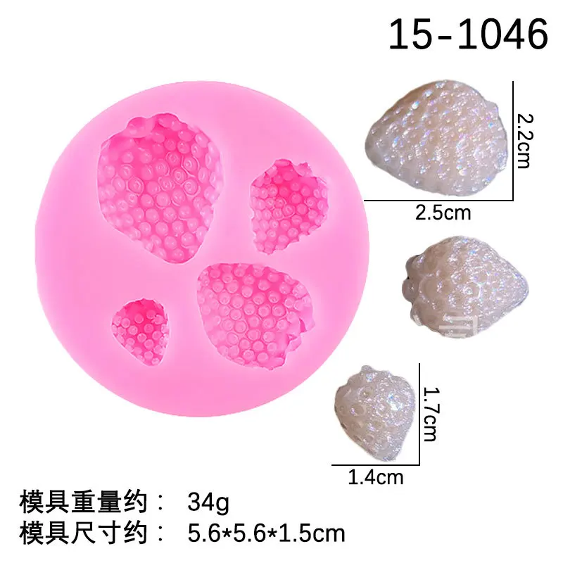 Strawberry Half Side Cream Glue Mobile Phone Case Accessories DIY Crystal Glue Mold 15-1046