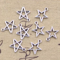 50pcs Charms Hollow lovely Star 16x14mm Antique Silver Color Pendants DIY Crafts Making Findings Handmade Tibetan Jewelry