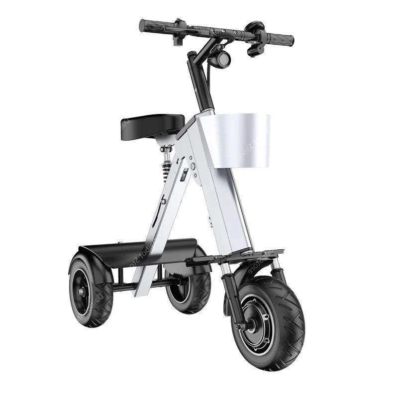 10 Inch Portable Folding Electric Tricycle  Women 450W 36V  3 Wheel Electric Scooter for Adults  With Front Removable Basket