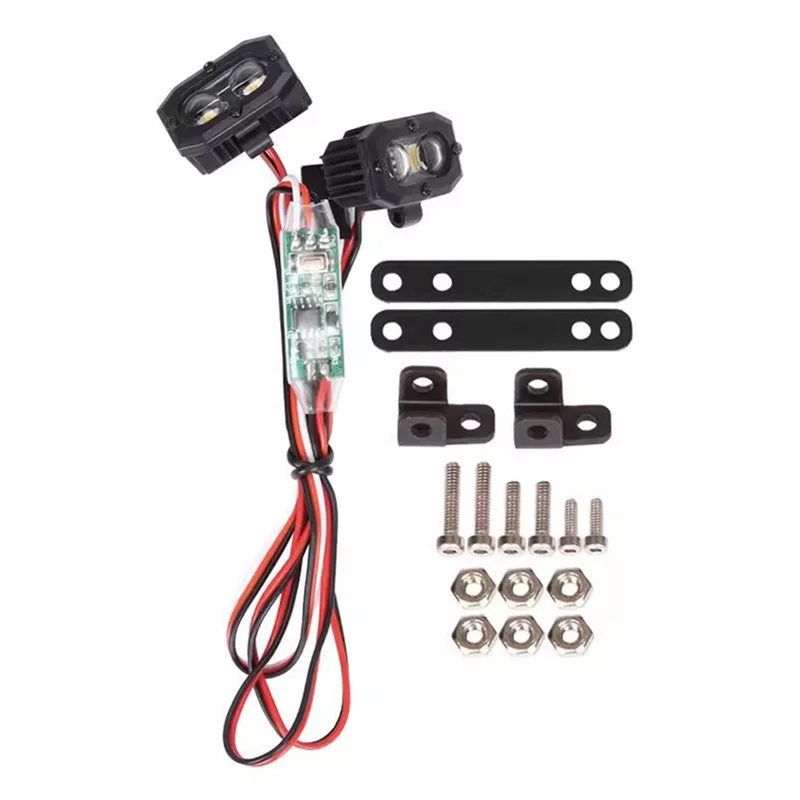 Lampu Mobil RC Lampu Sorot LED dengan Pengontrol untuk Mobil RC 1/10 TRX4 SCX10 9004 Lampu LED A