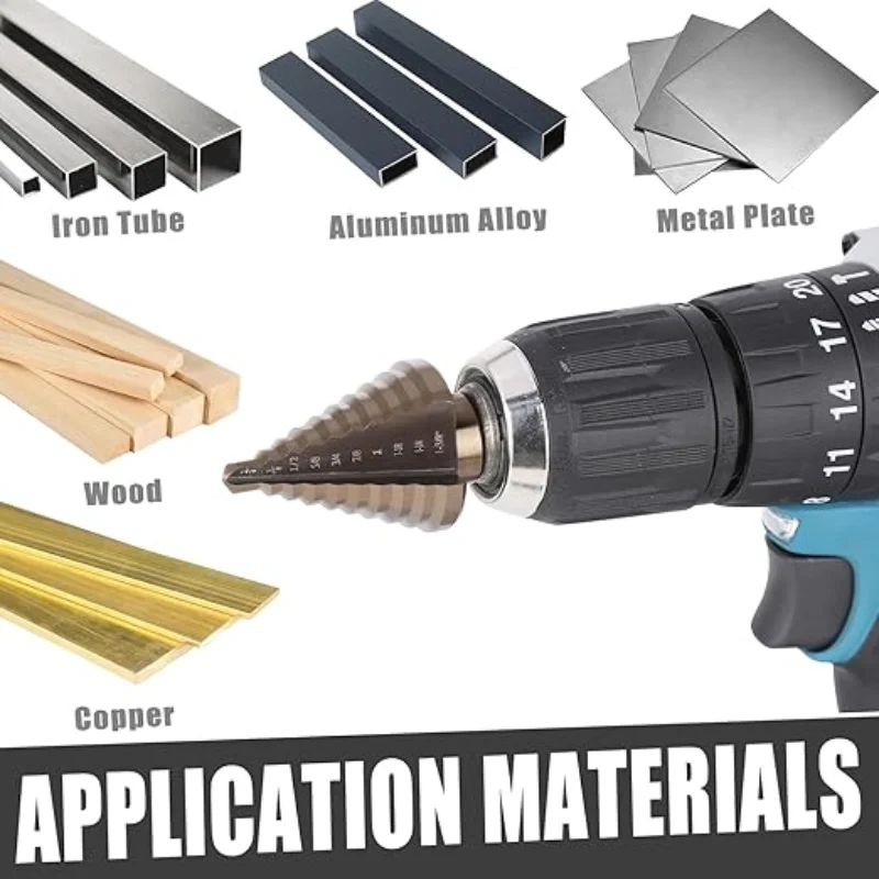 

5pcs Cobalt Step Core Drill Bits High Speed Steel Titanium Hole Saw Unibit Triangular Shank For Metal Wood Plastic Sheet Tools