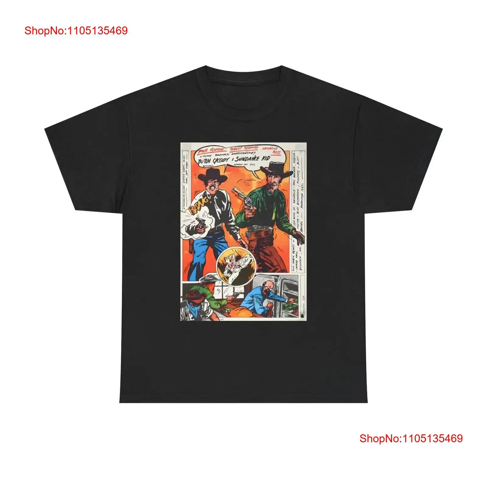 Butch Cassidy and the Sundance Kid 1969 Comic Style Movie Poster T Shirt vintage Washed Slightly Comfortable fashion Casual