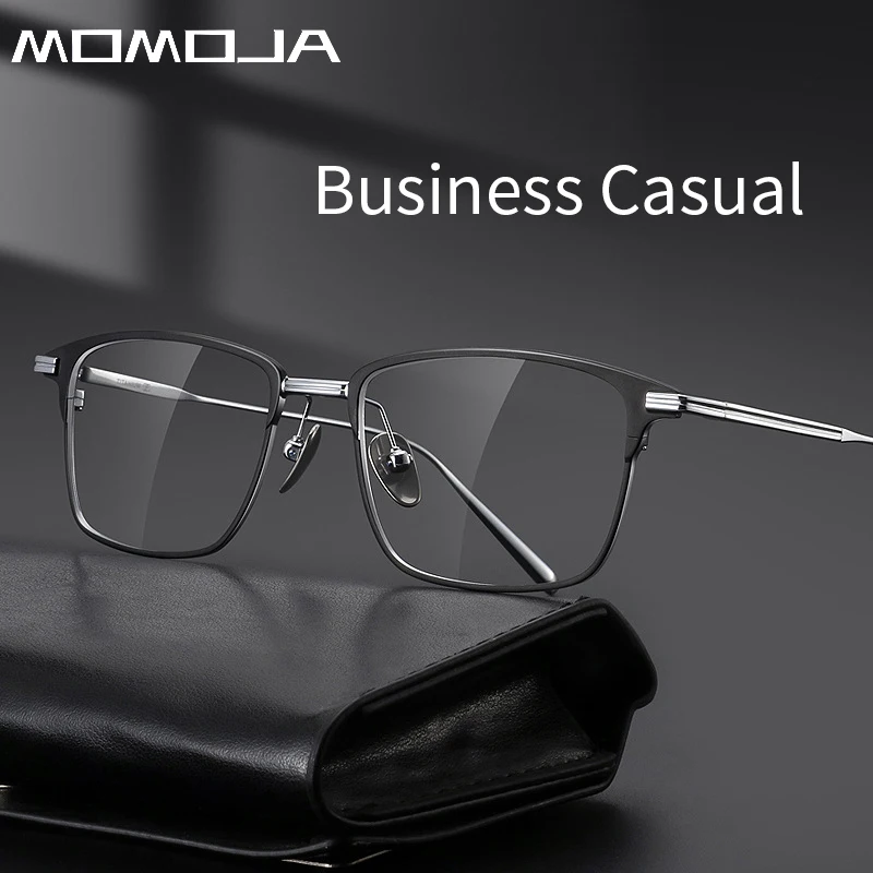 

MOMOJA Fashion Business Titanium Glasses Frame Men's Square Luxury Eyeglasses Frame 2024 New Full Frame Eyewear Large Size 19051