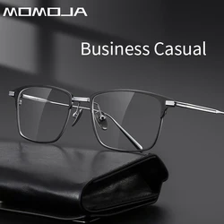 MOMOJA Fashion Business Titanium Glasses Frame Men's Square Luxury Eyeglasses Frame 2024 New Full Frame Eyewear Large Size 19051