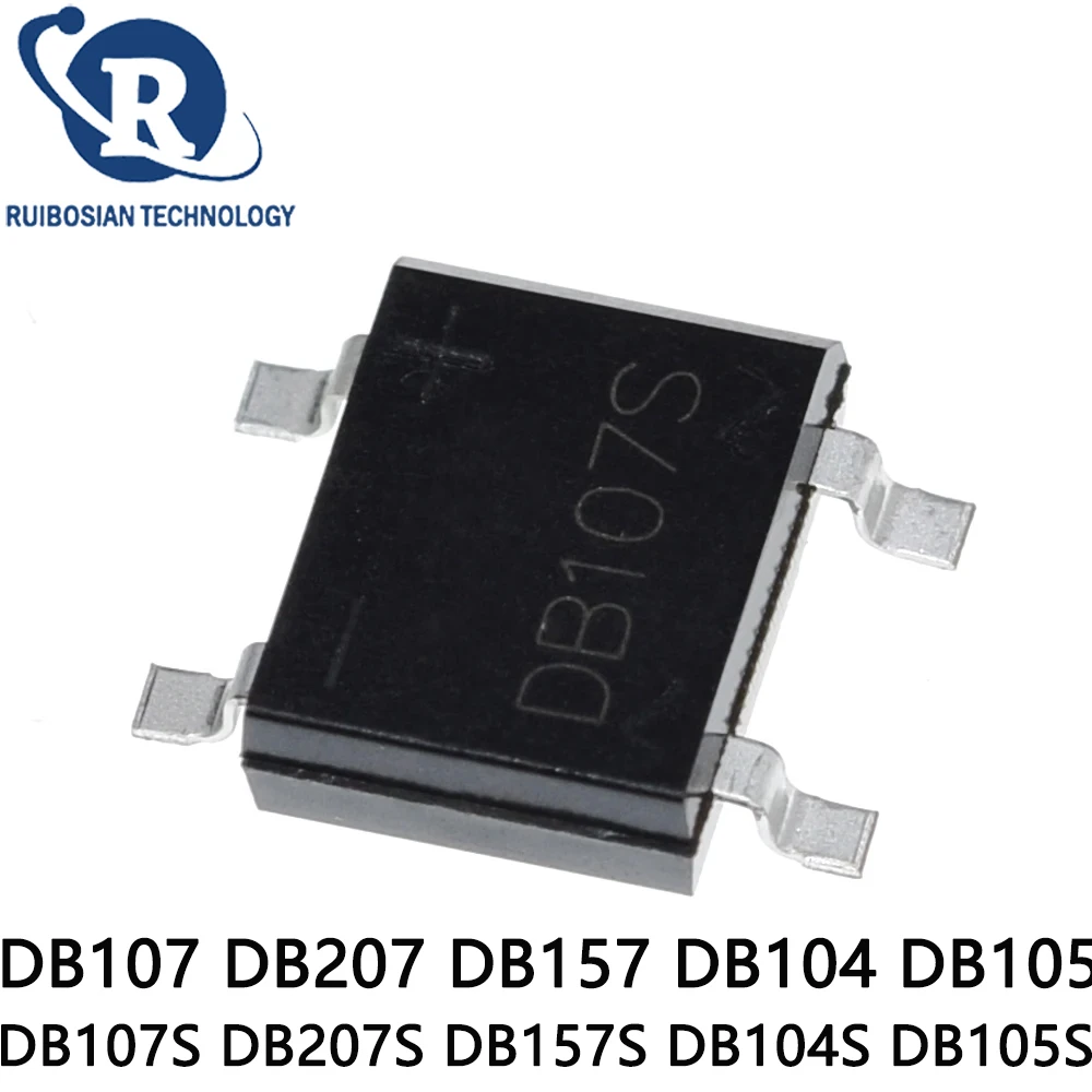 50PCS DB107S DB207S DB157S DB104S DB105S SMD DB107 DB207 DB157 DB104 DB105 DIP Single Phases Diode Rectifier Bridge