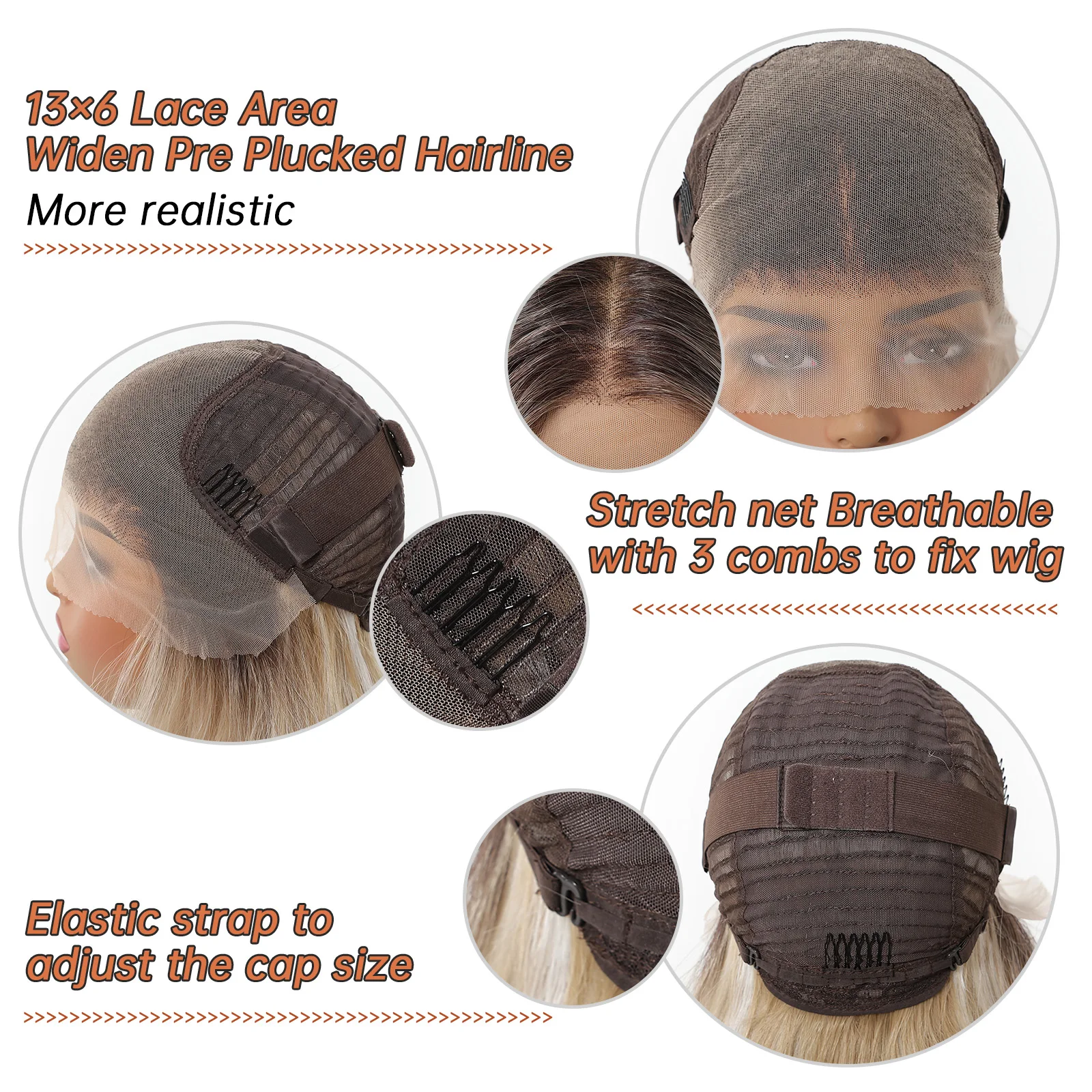 EASIHAIR Long Wavy HD Lace Front Synthetic Wigs for Women Natural Wave Blonde Wigs With Dark Roots 13*6 Lace Wigs Heat Resistant