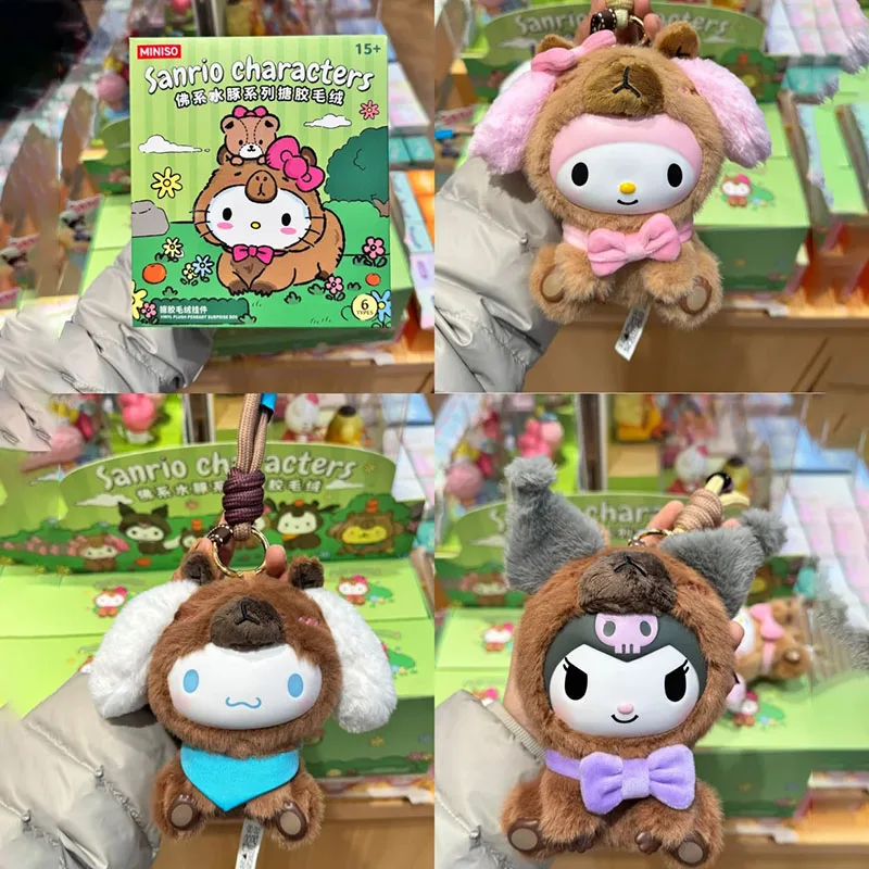 Sanrio characterr Capybara Series Caixa cega de pelúcia de vinil, estatueta, presente, brinquedo moderno, caixa misteriosa, brinquedo surpresa