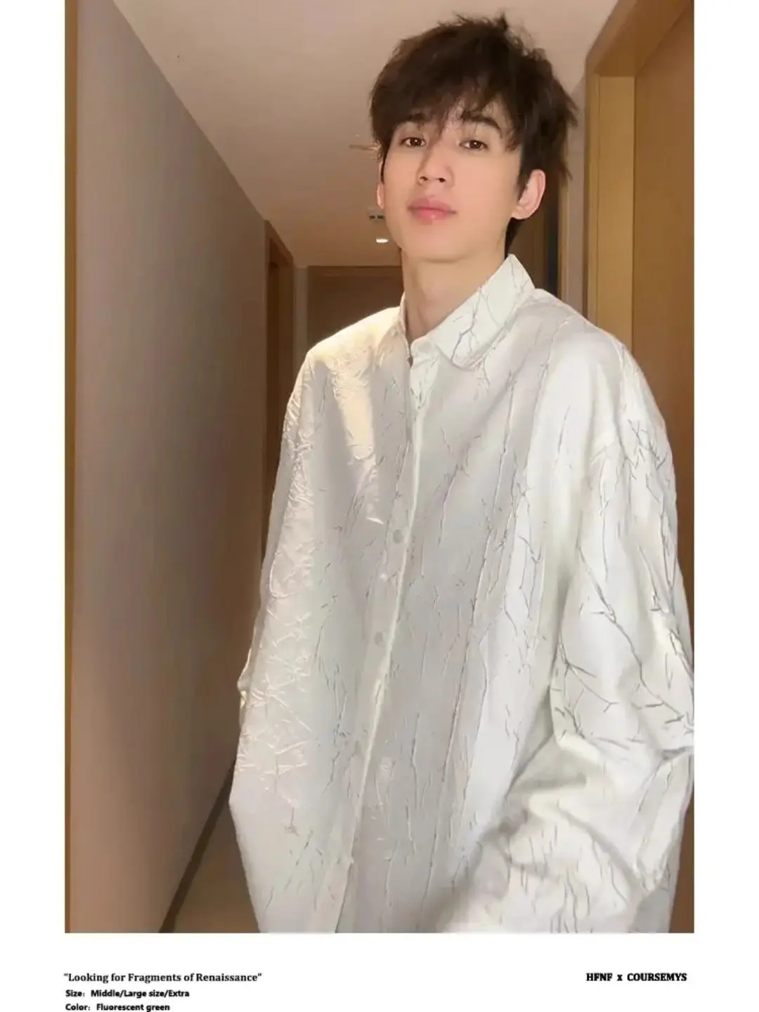 

Spring and Summer New Textured Cracked Shirt Loose Couple Casual Shirt